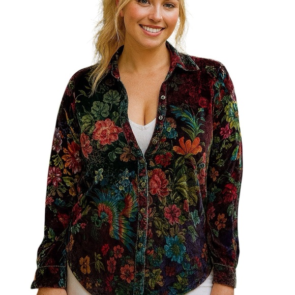 Johnny Was Dream velvet button up shirt/jacket NWT RARE - Picture 2 of 11